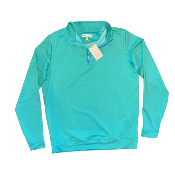 Peter Millar Crown Sport Perth Melange Performance Quarter-Zip in Lily Pad - Picture 5 of 8